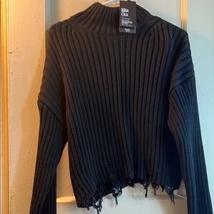 Rita Ora Black Ribbed Sweater